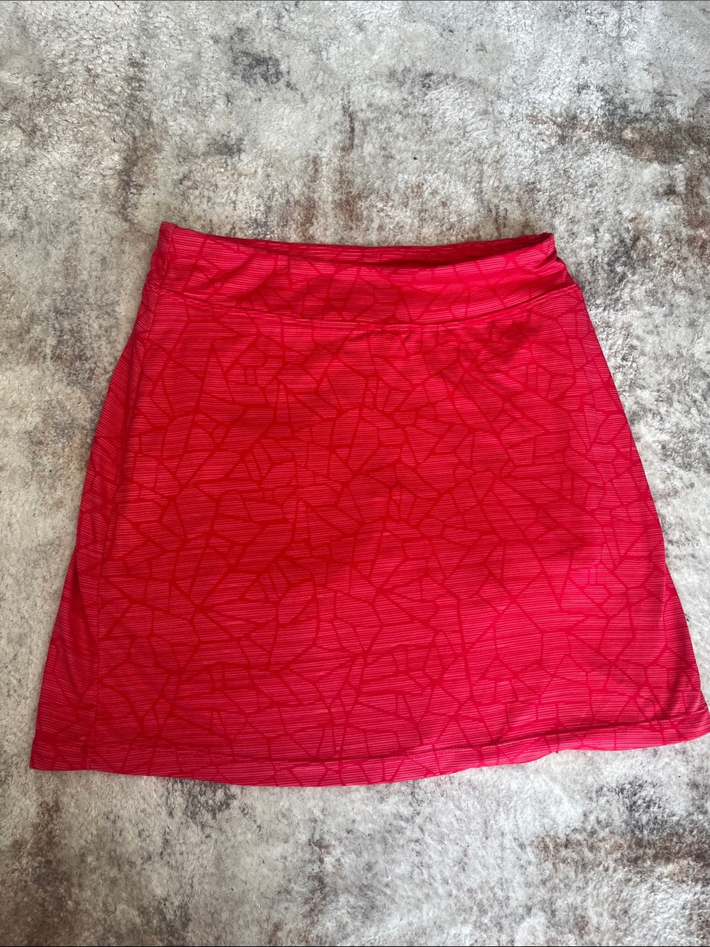 Red Patterned Mini Skirt - Women's Casual A-Line